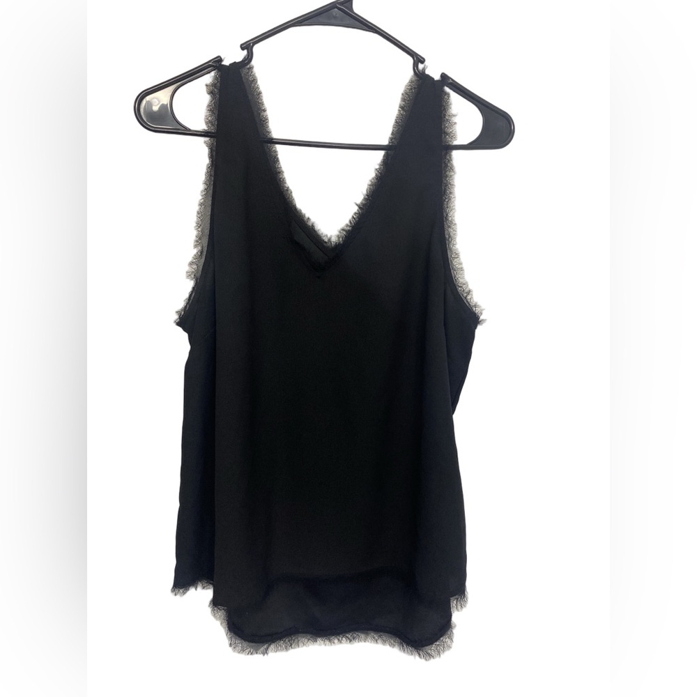 Halogen Black Camisole with Fringe Detail